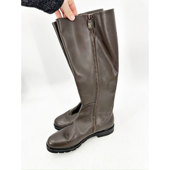 Stuart Weitzman Donna to-the-knee Zip Boots Brown Leather 10 NEW - Picture 5 of 8